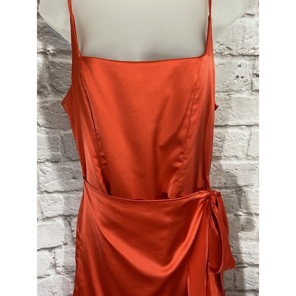 PRINCESS POLLY Bright Colorful Satin Mini Wrap Dress 8 Sexy Coquette Party 9868 - Picture 2 of 11